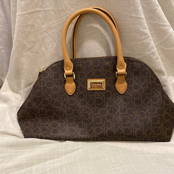 Calvin Klein Handbags - CALVIN KLEIN BROWN RONDA CONVERTIBLE
DOME MONOGRAM HANDBAG PURSE